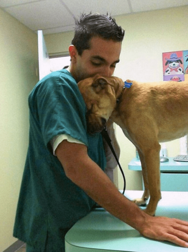 Happy time at animal clinic.