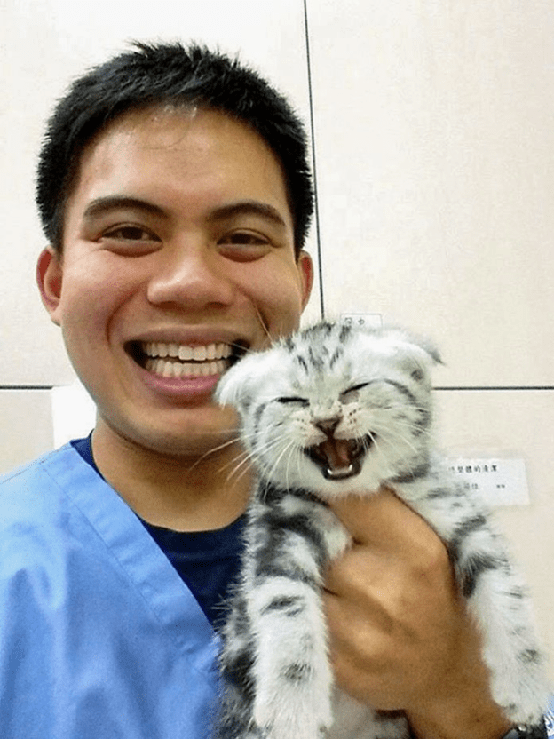 Happy time at animal clinic.