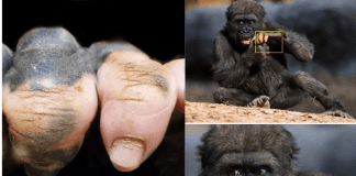 gorilla born with hands similar to humans.
