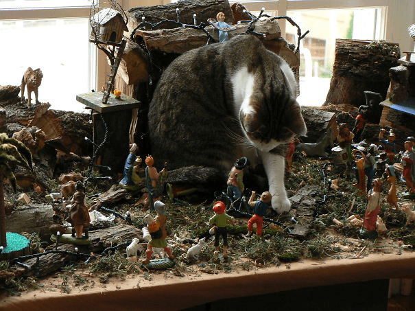 pets destroying Christmas deco