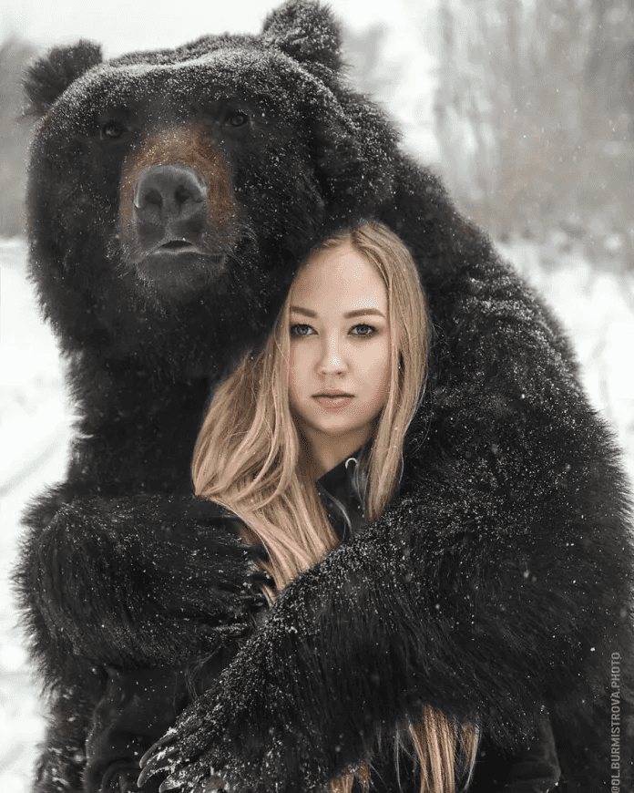 Woman And A Bear